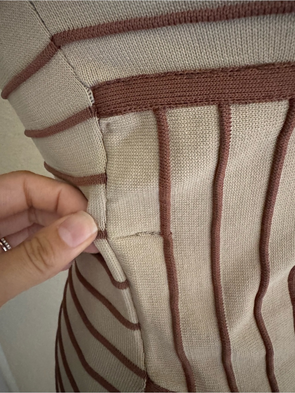 WOW Couture Brown Cream Striped Bodycon Knit Mini Dress S - Picture 4 of 10